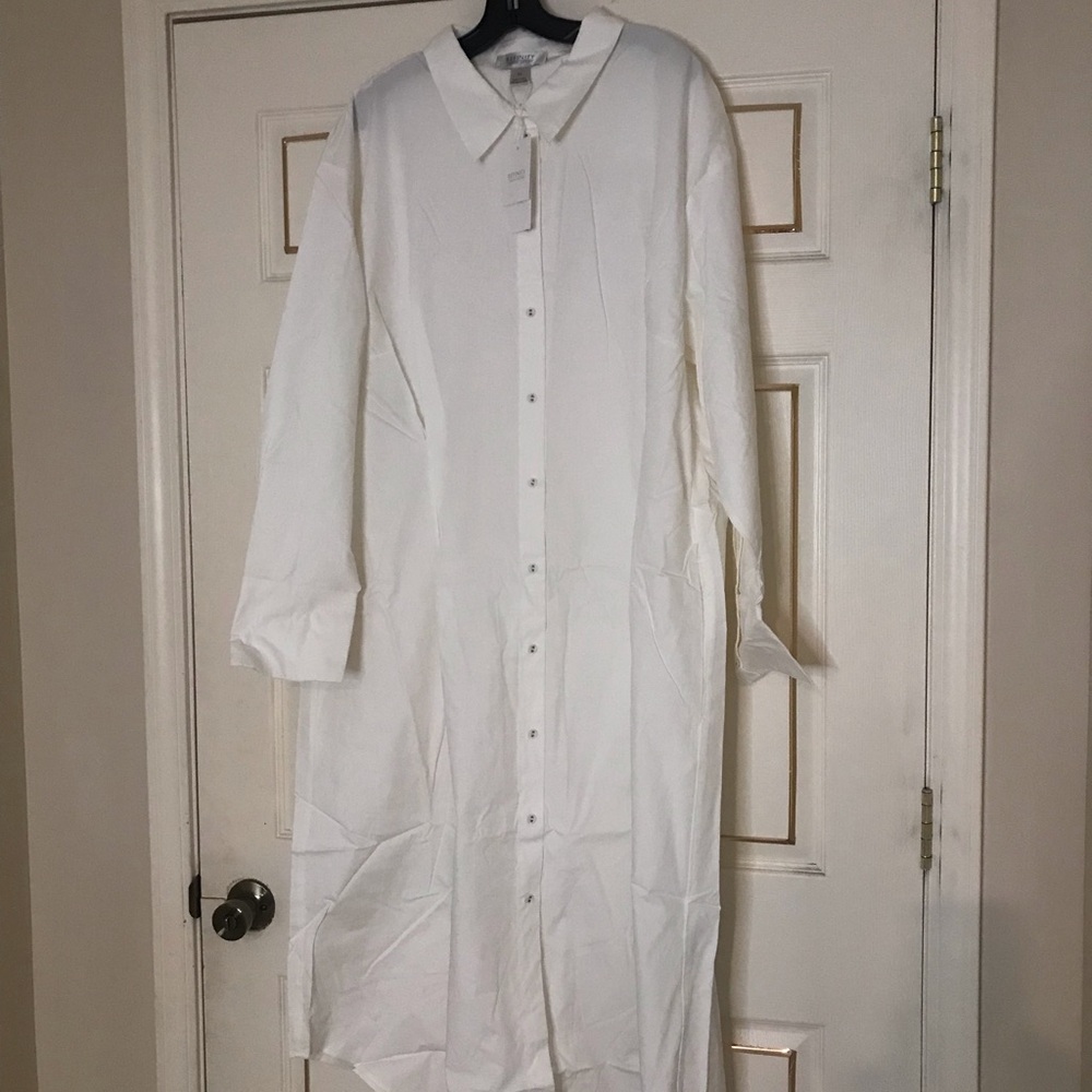 Classic White Button-Front Shirt Dress